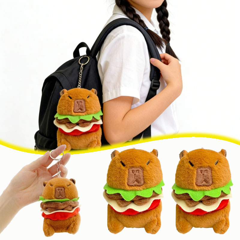 Women'S Young Bags - Cute Capybara Hamburger Keychain Plush Toy