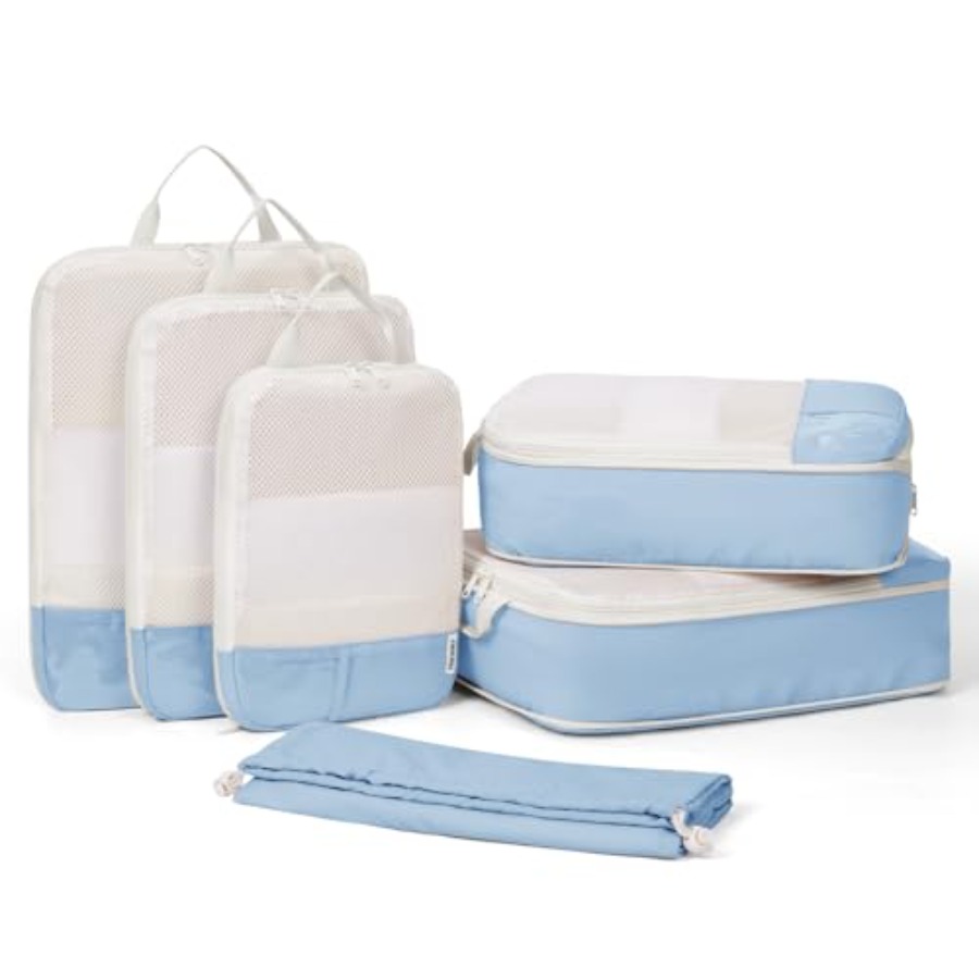 Women Bags For Travel - 6 Set Compression Packing Cubes for