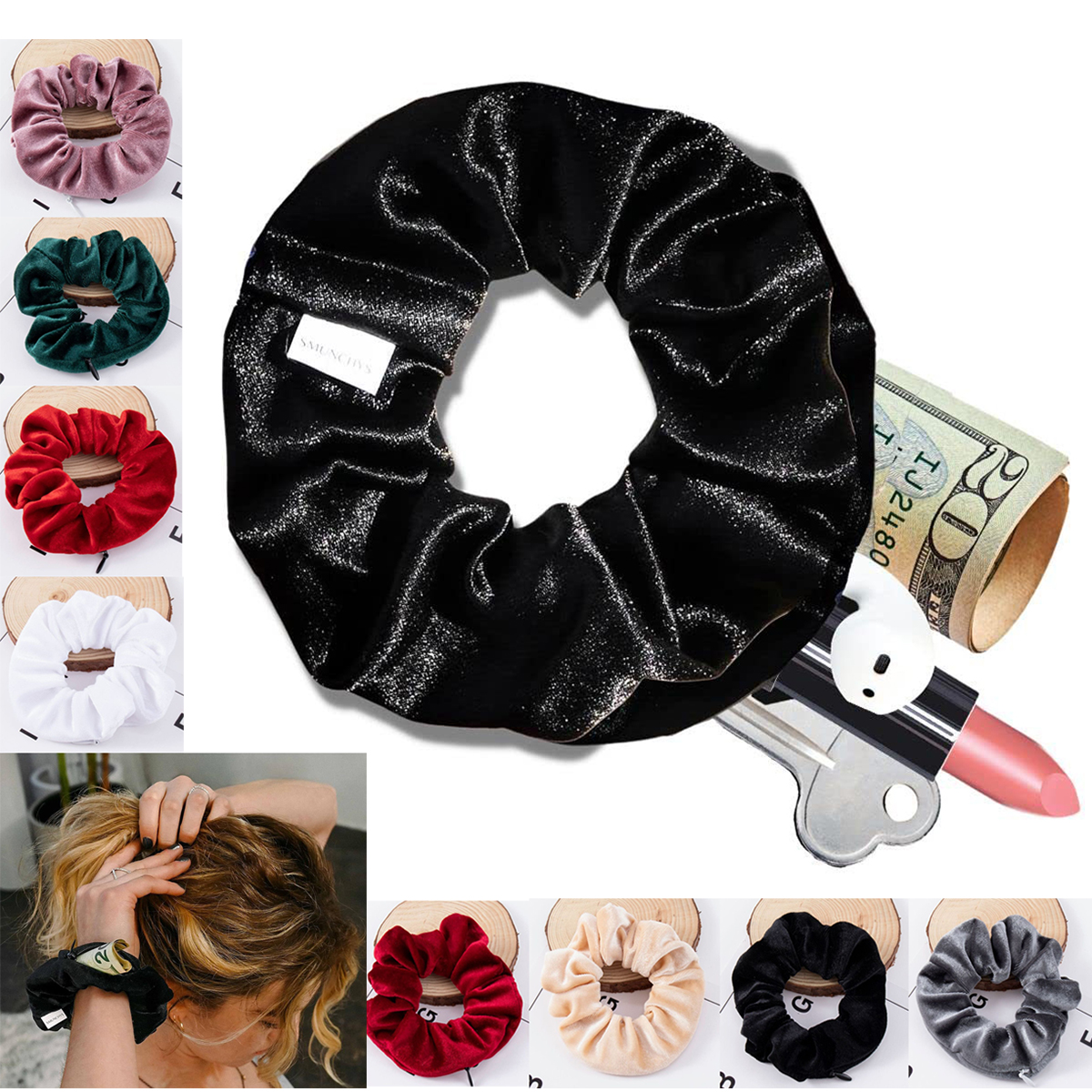 Hobo Bag Slouchy - Arrived Zip Scrunchies Hidden Storage Earphones