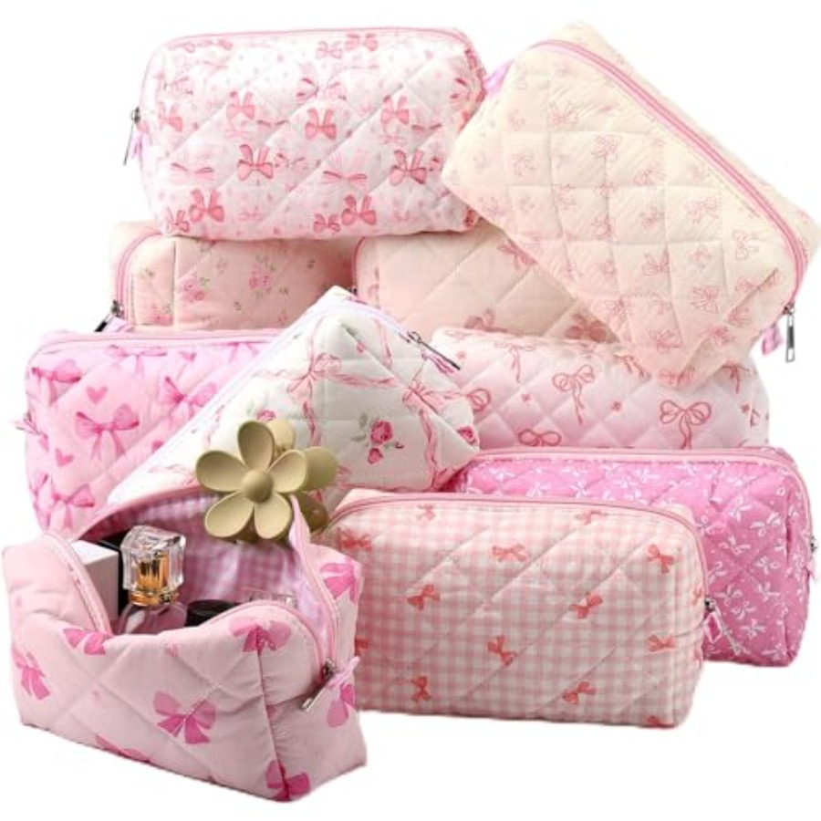 Women Bags For Travel - 10 Pcs Quilted Makeup Bag Bulk