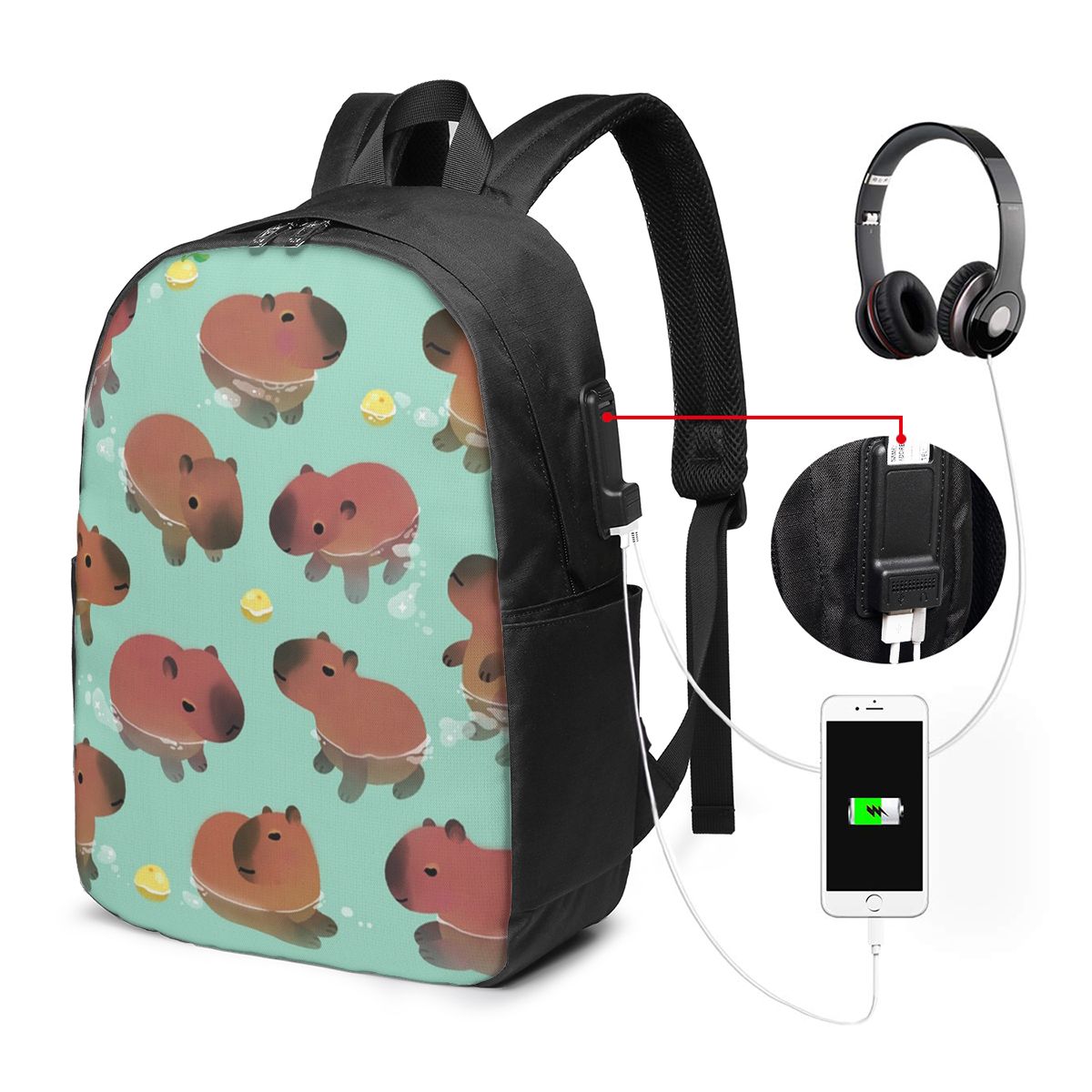 Capybara Animal Pattern Backpa - огляд і ціна Women Bags For Travel