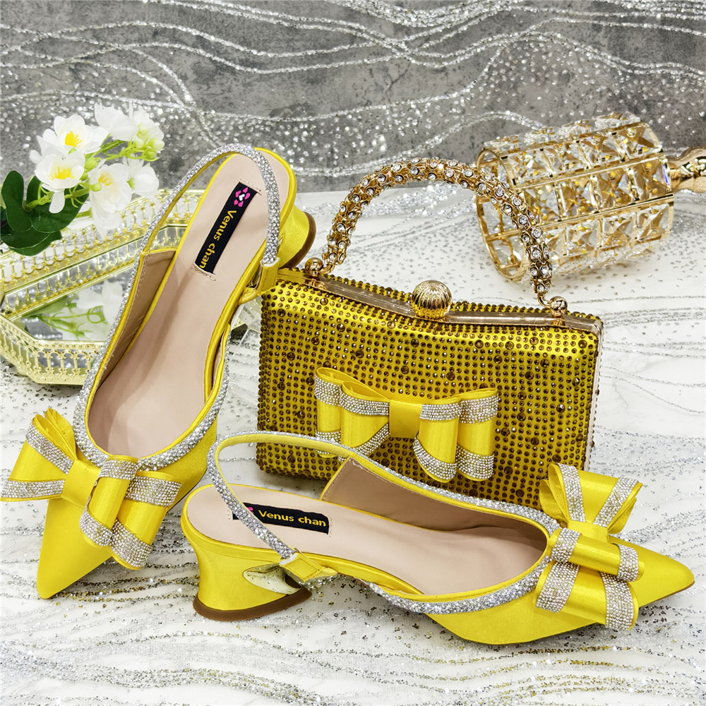 2025 Yellow Bow High Heels Sho - огляд і ціна Women Bags For Wedding