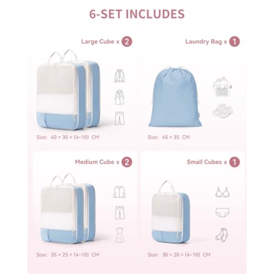 6 Set Compression Packing Cube - огляд і ціна Women Bags For Travel