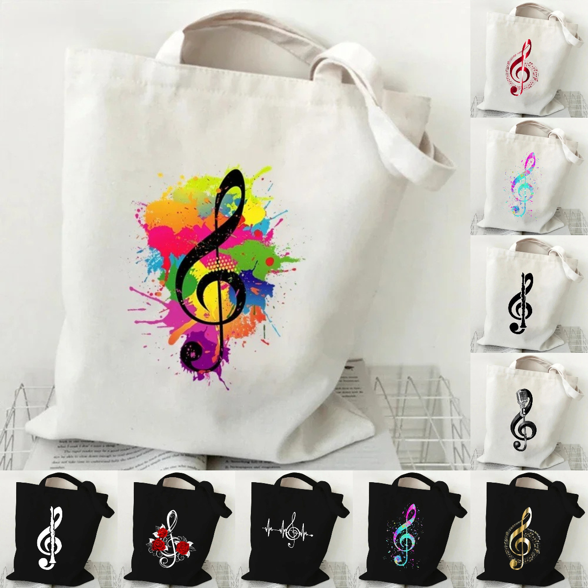 Music Note Heartbeat Printed C - огляд і ціна Women Handheld Bags