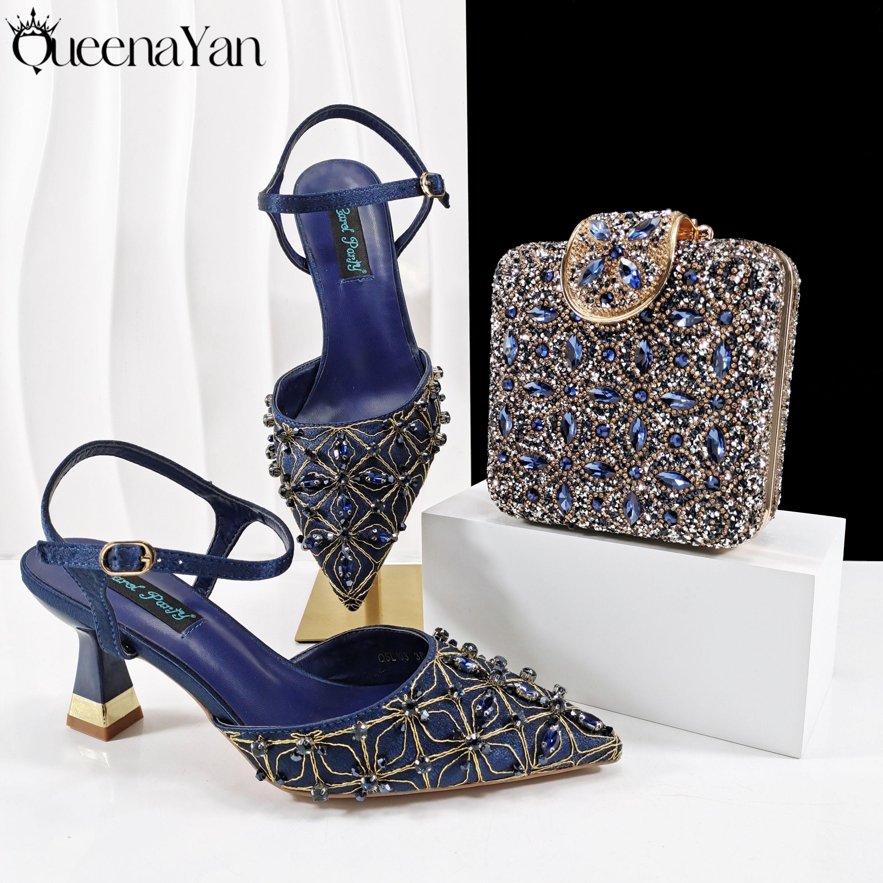 QueenaYan Elegant Glossy Navy  - огляд і ціна Women Bags For Wedding