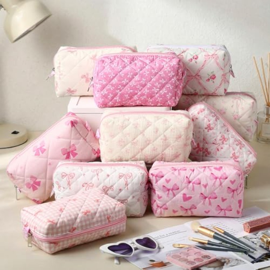 10 Pcs Quilted Makeup Bag Bulk - огляд і ціна Women Bags For Travel