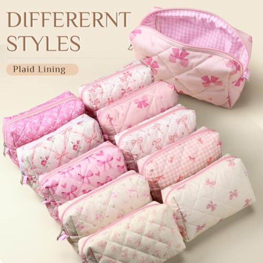 10 Pcs Quilted Makeup Bag Bulk - огляд і ціна Women Bags For Travel
